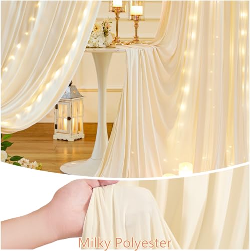 Cortinas de fondo champán con luces 20 x 10 ft 4 paneles miniatura 6