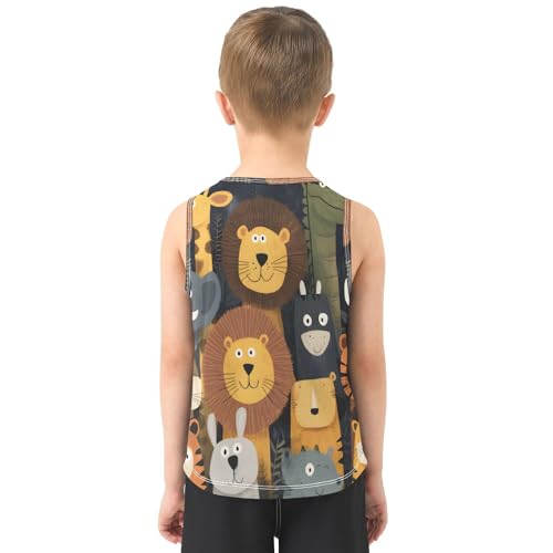 Bolaz Boys Athletic Quick Dry Tank Top Sleeveless Workout T Shirts Age 11-15,Animal Head3