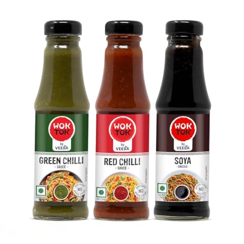 Wok Tok by Veeba Green Chilli + Red Chilli + Soya Sauce Combo, 200g x 3