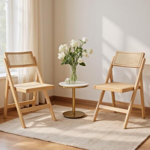 chairus 2er Set Esszimmerstühle für Küche Klappstühle aus Rattan...