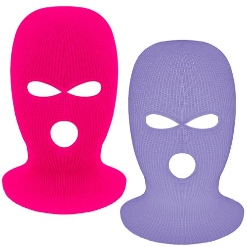 Image of 2 Pieces 3-Hole Full Face Mask Cover Ski Mask Winter Balaclava Cap Knitted Face Cover for Winter Outdoor Sports