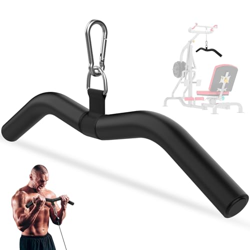 LAT Pulldown Bar Attachments for Pulley Cable Machine, Single D-Handle Tricep Press Down Bar with Rubber Handle, D Handle Cable Accessories for Gym 1 LAT Pulldown Bar Attachments for Pulley Cable Machine, Single D-Handle Tricep Press Down Bar with Rubber Handle, D Handle Cable Accessories for Gym