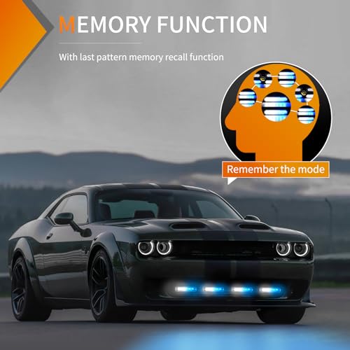 Image of Nilight 6LED Blue White Emergency Strobe lights Sync Feature Surface Mount | 12V 24V Grille Flashing Warning Hazard Light Ultra Slim for Cars Trucks Van Off Road Vehicles SUV 4PCS