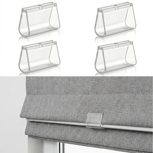 4 Pcs Hem Grip for Roman Shades - Clear Plastic Pull Handles - Capable of Protecting Fabric from Fingerprints & Stains for Cordless Blind Operation (Fits Flat Bottom Hems)