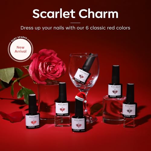Modelones Conjunto de esmalte em gel - 6 cores clássicas vermelhas gel de imersão em gel vermelho co