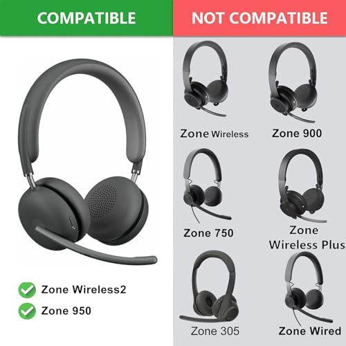 Coussinets Logitech Zone 950 mousse oreillette casque Zone Wireless 2 - 2