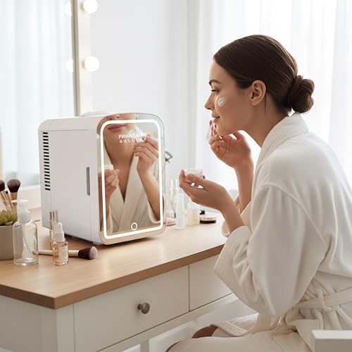 Frigidaire Mini Personal Fridge Cooler, LED Lighted Mirror, 6.5L Capacity, Chills 9 Cans, or Makeup and Skincare, Portable & Compact by Frigidaire - Image 2