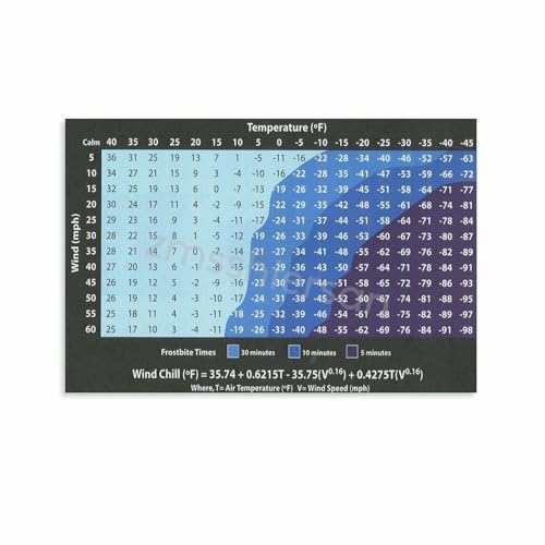Wind Chill Chart And Cold Weather Safety Guide Poster (3) Canvas Painting for Living Room Bedroom Decor 30x20inch(75x50cm) Unframe-style
