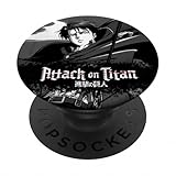 Attack on Titan Black and White Levi Splatter Logo Anime PopSockets Klebender PopGrip