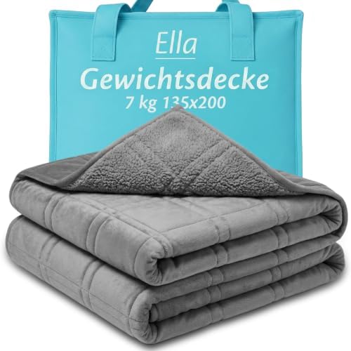 Ella Gewichtsdecke 135x200 7kg Schwere Decke, Therapiedecke Erwachsene | Sherpa-Fleece-Bettdecke für erholsamen Schlaf - ideal für Männer, Frauen mit Stress, Unruhe oder Schlafprob