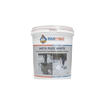 MAKPHALT ( MK Petro Insta Flex White | External Wall And Roof Waterproofing Coating | Elastomeric Waterproofing - 1 Kg