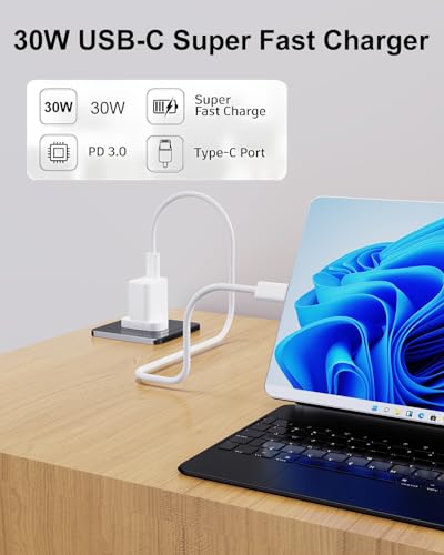 30W USB-C Charger with Fast Charging - Compatible for MacBook Air 13/12'', i-Pad Air 5 4/Mini 6/Pixel 8 7, i-Pad Pro 12.9/11 inch 2019 2020 2021 2022 2023 2024 M4 M2 M1, with 1.8m USB-C Cable