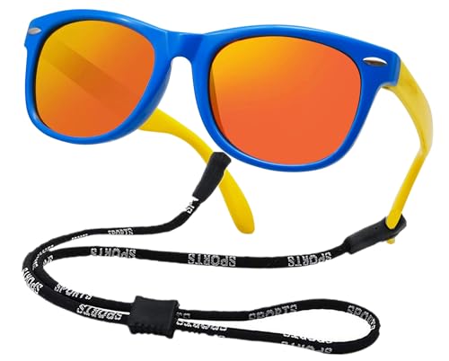 COOLSOME Kids Flexible Polarized Sunglasses for Boys Girls Age 3-10 with Straps