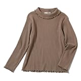 [ever closet] 長袖 Tシャツ キッズ 子供 女の子 秋冬 トップス [ B.ブラウン 140 ] ハイネック フリル かわいい 秋服 通園 通学 子供服 キッズ服 エバークローゼット