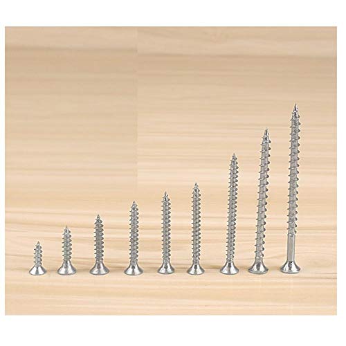 Tornillos de madera autorroscantes, clavos cruzados endurecidos de alta resistencia con cabeza avellanada, cabeza plana, clavos de fibra de zinc, zinc blanco-M6 * 40 mm (aproximadamente 300 piezas)