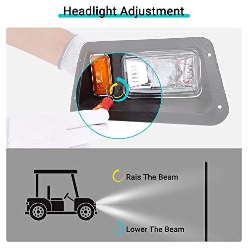 10L0L Golf Cart Led Light Kit(12V-48V) Fits Yamaha G14, G16, G19 G22, Daytime Running Light With Low/High Beam With Brake, Hazard, Horn, And Turn Signal Upgrade Kit #TOP5