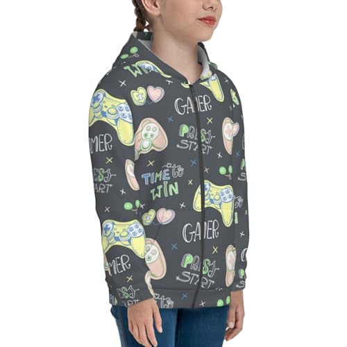 Gamers Kid Hoodies Boys Zip Up Sweatshirts Girls Pullover with Pocket4