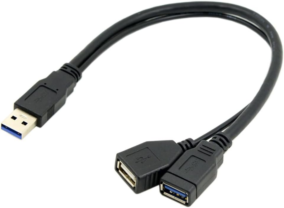Chenyang USB 3.0 Male to Dual USB Female Extra Power Data Extension Cable for 2.5" Mobile Hard Disk