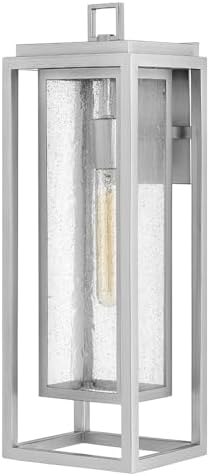 Hinkley Republic 1005SI Large Outdoor Wall Mount Lantern, Transitional/Modern, Double Frame Design, Coastal Elements, Satin Nickel