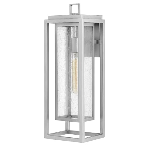 Hinkley Republic 1005SI Large Outdoor Wall Mount Lantern - Transitional/Modern, Double Frame Design, Coastal Elements Collection - Satin Nickel