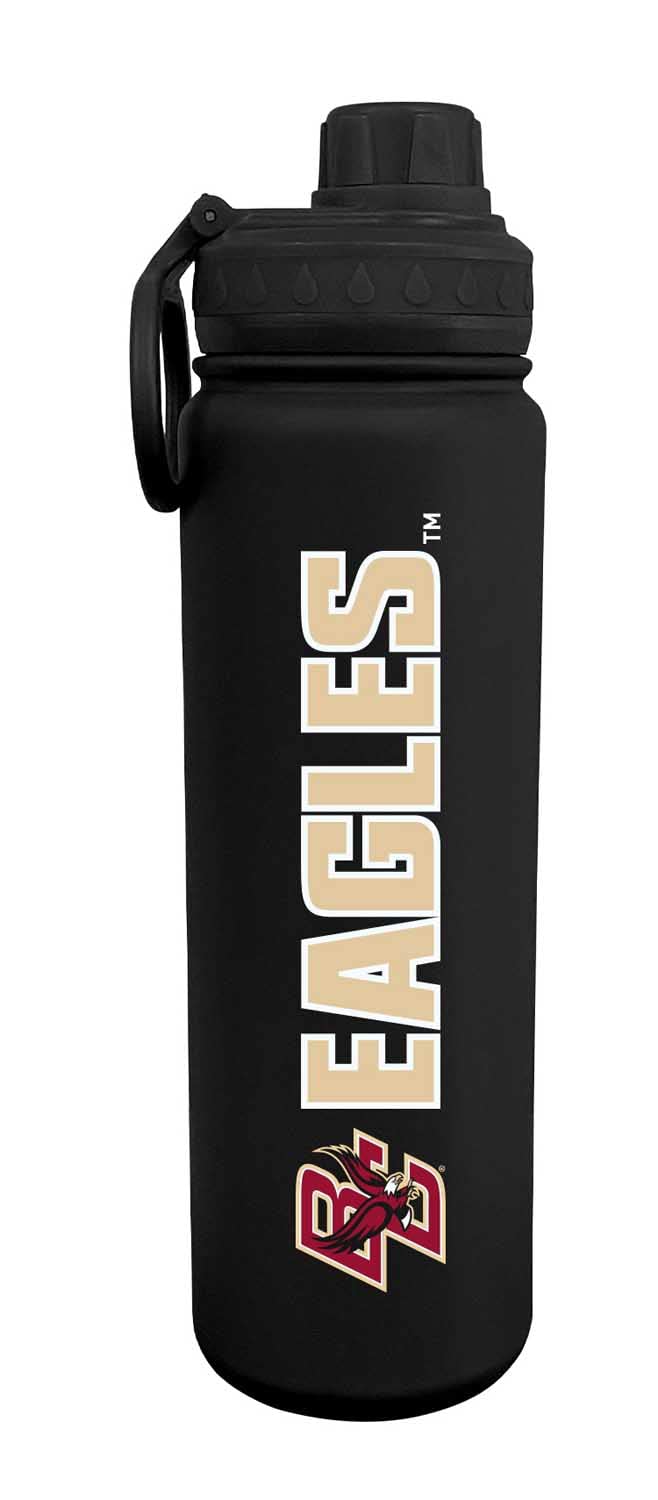Campus Colors NCAA Stainless Steel Water Bottle - Twist on cap - 24 oz - Carry Clip - Keeps Your Drinks Hot or Cold for Hours (Boston College Eagles -