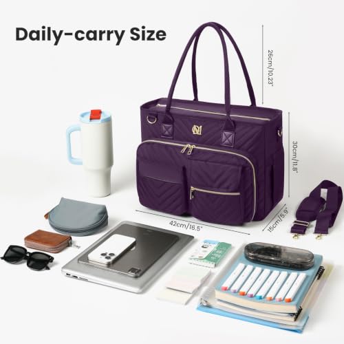 Image of Teacher Tote Bag for Women,Laptop Work Bag for Business Travel,Quilted Nurse Bible Computer Bag Briefcase Gift