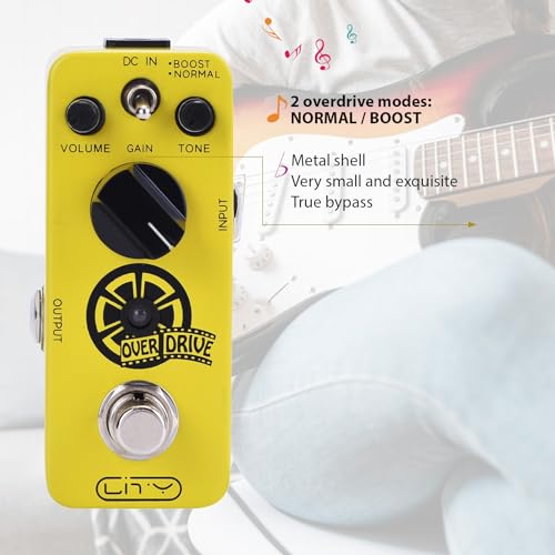Pédale de guitare overdrive HUIOP mini avec modes normal boost et true bypass