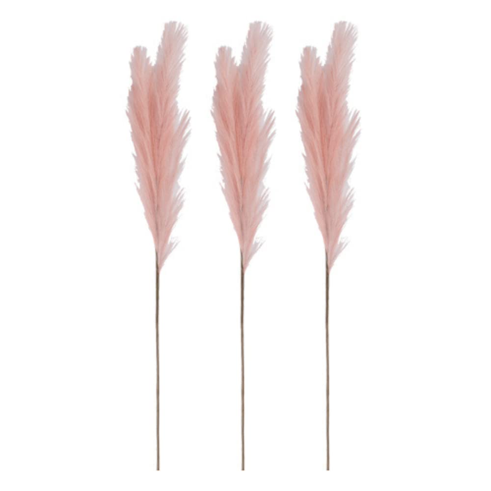 3 Stems Pampas Grass Fake Artificial Plants Feather for Home Décor 90cm (Pink)