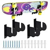 AHANDMAKER 2 Satz Acryl Skateboard Wandhalterung Acryl Skate Deck Wand Aufhänger Lagerung Rack Horizontale Skateboard Deck Display Schwimmende Rack Für Longboard Snowboards Pennyboards (Schwarz)