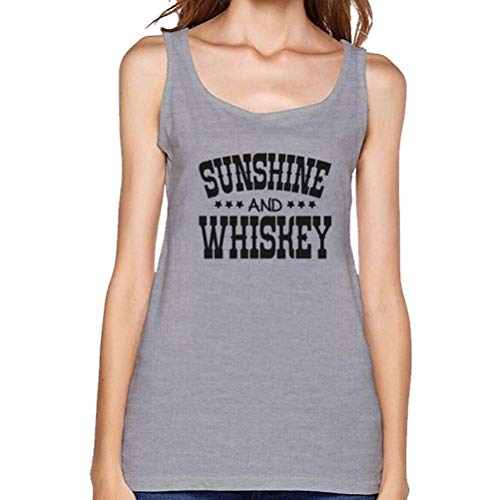 ANNE-QUEEN Women's Sunshine and Whiskey Fashion Casual Loose Tank Top (Grey,M)