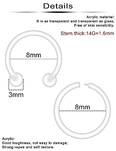 Ftovosyo 30pcs 14G 16G Septum Retainer Plastic Clear Septum Ring Flexible Septum Piercing Jewelry for Work Sport Surgery MRIs2