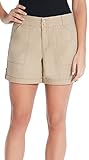 Gloria Vanderbilt Women's Petite Maren Rolled Hem Shorts (10, Khaki Beige)