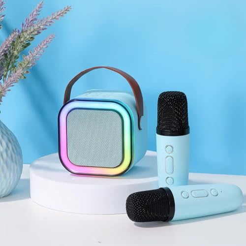 Mini Karaoke Machine with Two Microphones (Blue)