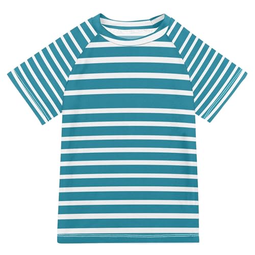 Stripe Blue Girls Bathing Suit UV Protection Work Out Clothes Swimwear Beach Tops 3T