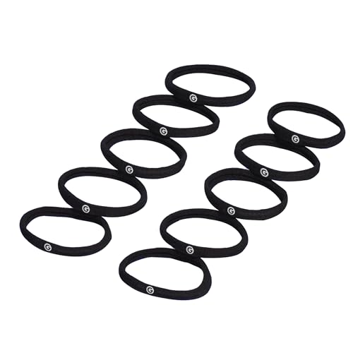 Gimme Beauty Long Hair Seamless Hair Bands - No-Dent Ties for All Types - Firm Hold Elastic Ponytail Holders for Daily Use - Black, 10-Pack