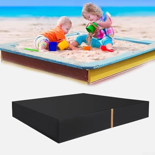 Copertura quadrata per sabbiera, impermeabile, antipolvere, in tessuto Oxford, copertura protettiva per sabbiera, pieghevole, anti-UV, con strisce riflettenti (120 x 120 x 20 cm)