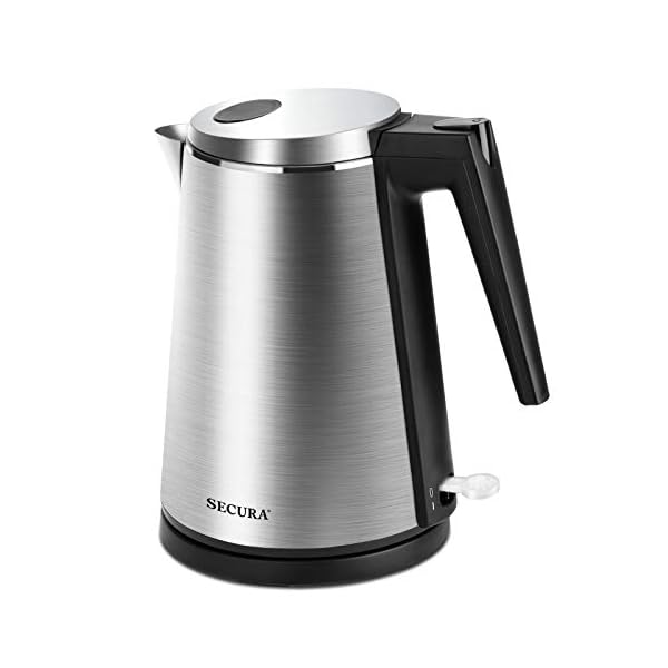 Secura Electric Kettle Water Boiler for Tea Coffee Stainless Steel 1.5L Large Cordless Hot Water Pot BPA Free with Auto Shut-Off Boil-Dry Protection LED Light 120V/1350W (K15-F1E)