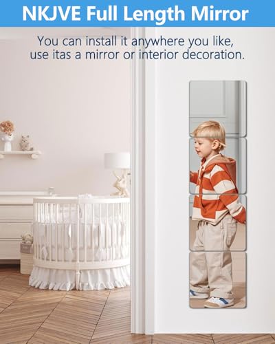 Image of Unbreakable Mirror Tiles, Self Adhesive, 16 x 12 Inch, Toddler Mirror for Classroom, Peel and Stick on Small Mirrors for Wall Decor, Shatterproof
