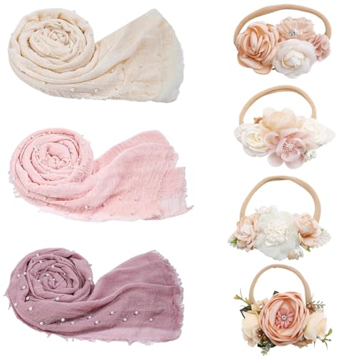 7 Pcs Newborn Photography Props Wrap Kits 3 Pcs Baby