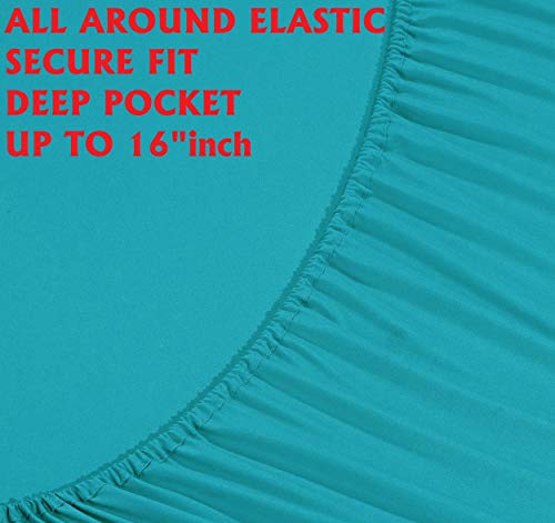 Elegant Comfort Luxury Soft Bed Sheets 1500 Premium Hotel Quality Microfiber Softness Wrinkle and Fade Resistant (4-Piece) Bedding Set, Twin/Twin XL, Santorini Teal