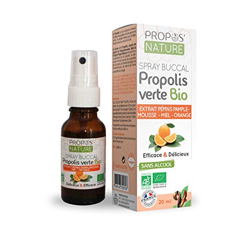 Propos Nature - Spray Propolis Verte Bio Et Extrait De Pépins De Pamplemousse (Certifié Ab) - Miel, Orange - Contenance : 20 ml