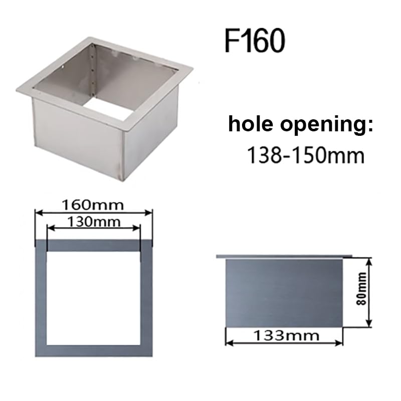 Image of Drop-in Trash Chute - 304 Stainless Steel Square Built-in Countertop Waste Trash Grommet (140MM)