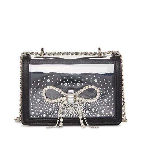 Betsey Johnson Clear Convertible Bag w/Rhinestone Bow, Black