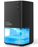 EasyAcc Dehumidifiers for Home Basements, 40oz Air Dehumidifier for Home(450sq ft) with Handle/7 LED Lights, Ultra Quiet & Auto Shut off Dehumidifiers for Bedroom Bathroom Closet RV 1200ml Black