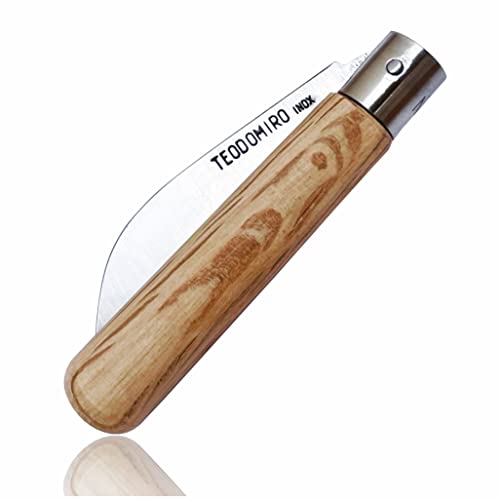 PD BRAND ONLINE Navaja acero inoxidable mango de madera de encina, hoja recta 70 mm Cover