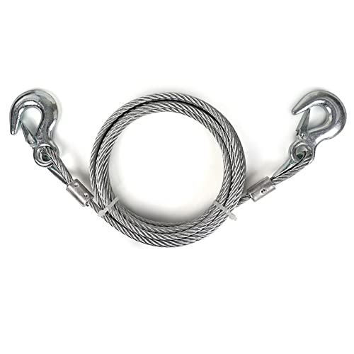Towmavin Towing Steel Winch Cable, 5/16â€ x 20ft Wire Rope with 2 Hooks, 7000LBS Breaking Strength, Heavy Duty Tow Cable