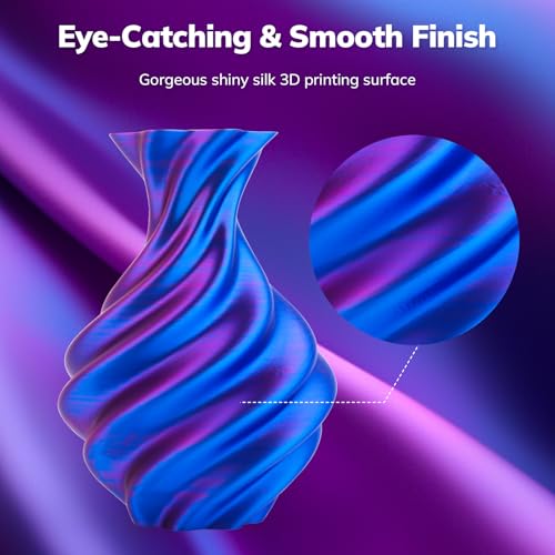 Image of AMOLEN Silk PLA 3D Printer Filament, Shiny Dual Color PLA 1.75mm, Multicolor Change 3D Printing Filament for Most FDM 3D Printer, 1kg Spool(2.2lbs), Blue Fuchsia