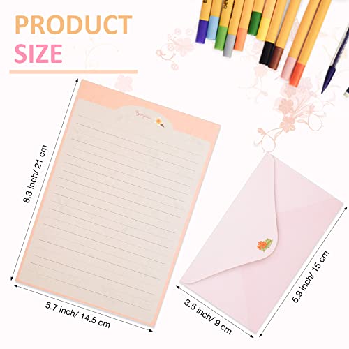 Laumoi 180 Pcs Stationery Papers and Envelopes Set Includes 60 Stationery Envelopes 120 Lined Stationery Writing Paper with 96 Colorful Round Dot Stickers, 10 Designs(Vibrant)