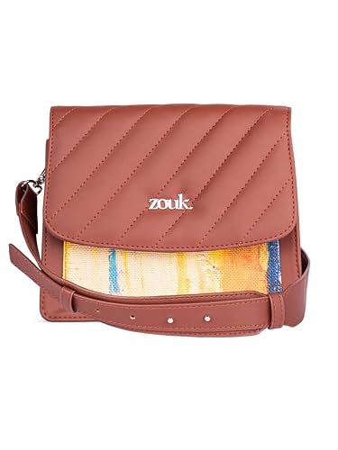 ZOUK Abstract Amaze Printed Vegan Leather Multicolor Flap Closure Beyond Basic Sling Bag For Women's Girls