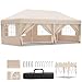 JUMMICO Gazebo 3x6 Pieghevole Impermeabile con 6 Parti Laterali，Gazebo Pieghevole Regolabile in Altezza,Gazebo da Giardino Protezione UV 50+,Gazzebo Da Giardino Campeggio Esterno Piscina Fiere,Beige immagine